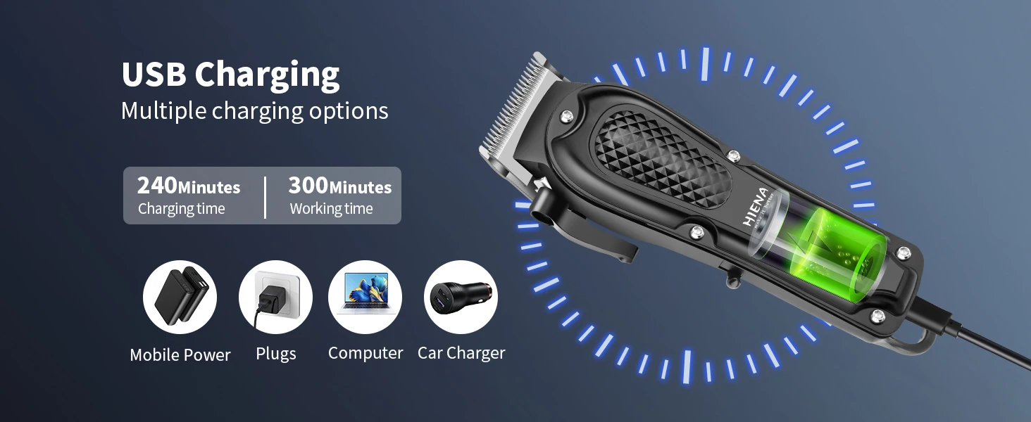 HIENA PRO Professional Hair Clipper Set Cordless Barber Kit and Hair Cutting Set Electric Foil Shavers and Beard Trimmers set