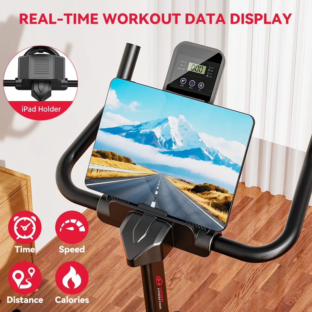 Exercise Bike Resistance Stationary Bicycle Low Noise, Heavy 6KG Flywheel and LCD Monitor 120kg for Home Indoor Bike