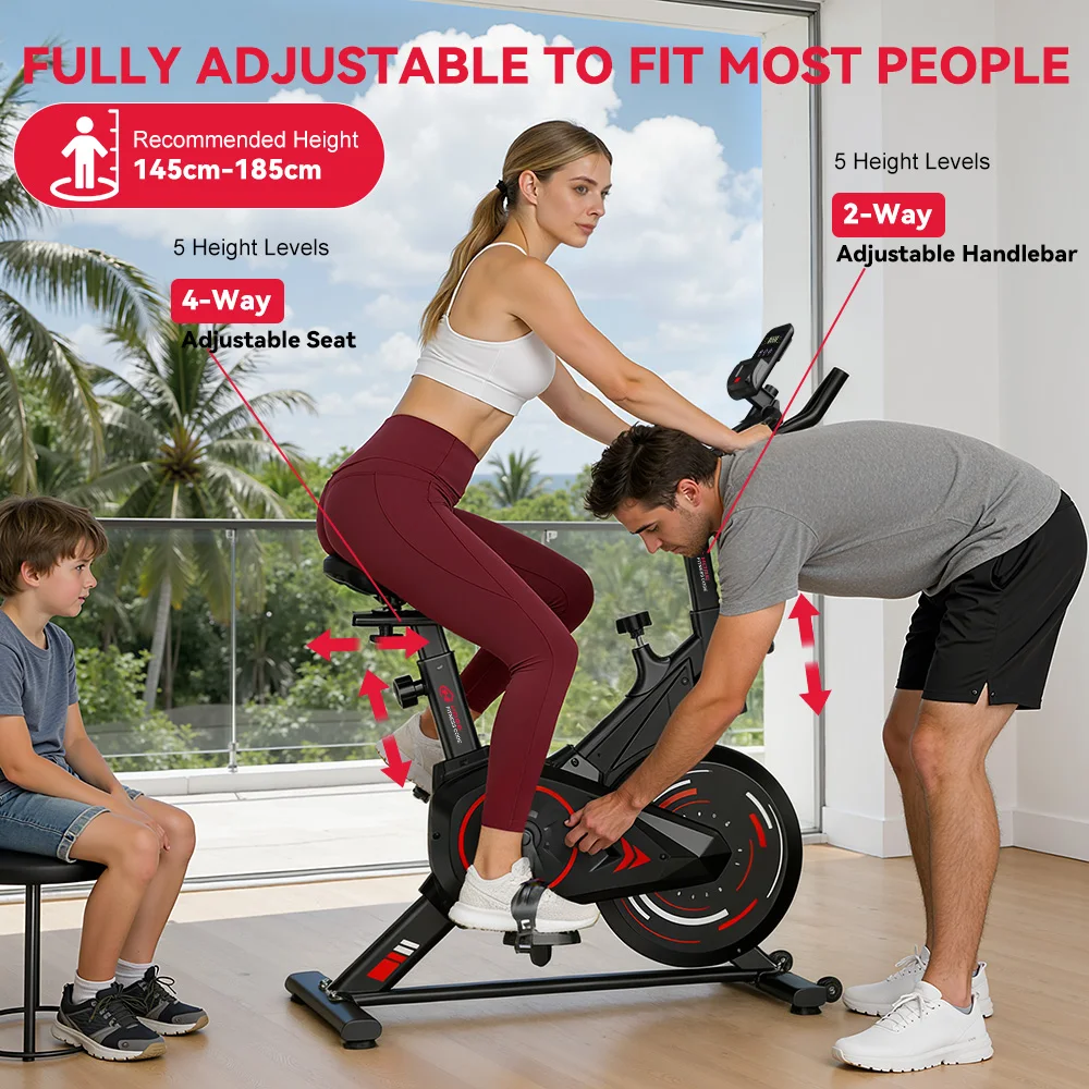 Exercise Bike Resistance Stationary Bicycle Low Noise, Heavy 6KG Flywheel and LCD Monitor 120kg for Home Indoor Bike