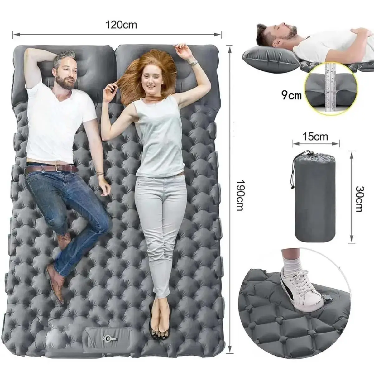 Single & Double Inflatable Air Mattress, Foldable Camping Sleeping Pad with Pillow, Moisture-proof, Waterproof & Lightweight Outdoor Sleeping Mat, Perfect for Camping, Travel and Hiking