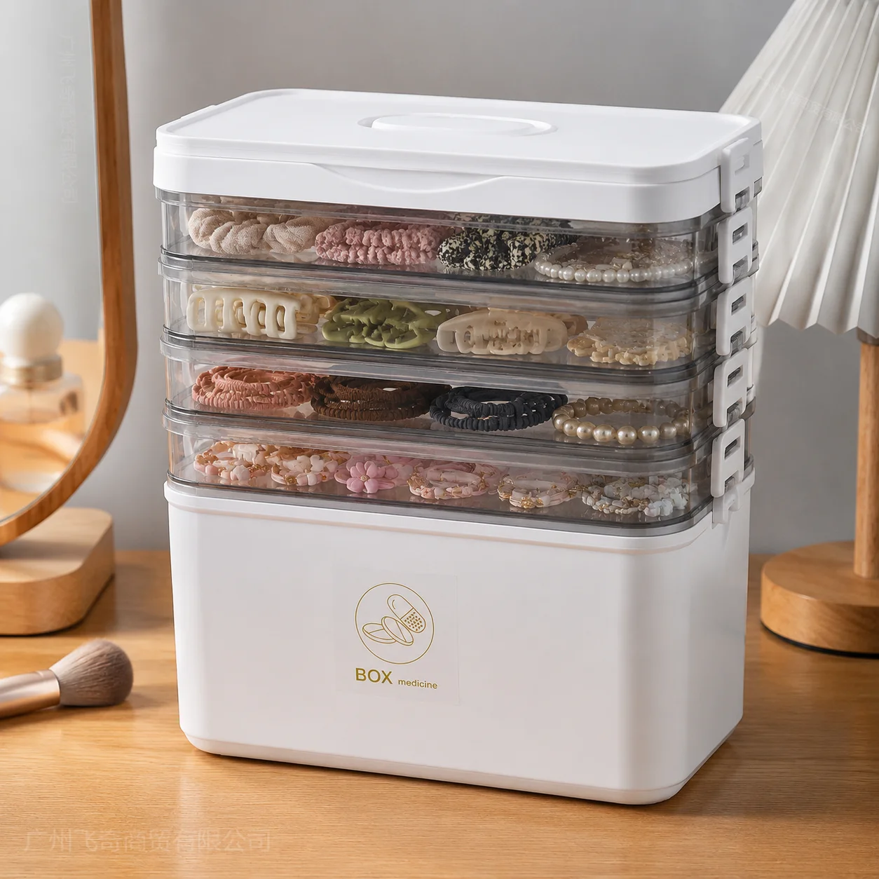 YX Large-Capacity Multi-Tier Stackable Storage Box Practical Portable Home First Aid Emergency Kit with Transparent Lid and Handles Organizer for Pills Crafts Hair Accessories Cosmetics Small Items Kitchen Bathroom Office Dorm Travel