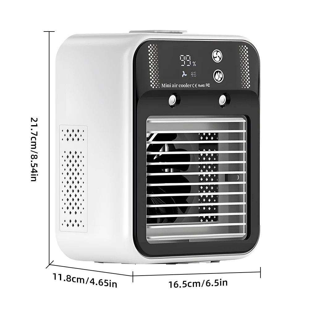 Mist Humidifier Mini Air Conditioner USB Charger Portable Air Cooler Fan with 2 Speeds & 500ml Tank Dormitory Cooling Fan for Bedroom Office