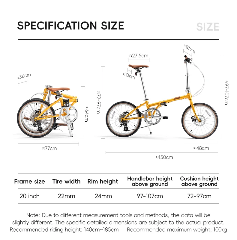 ROCKBROS 20 Inches Folding Bike Lightweight High Strength Steel Frame 8-Speed Shifter Disc Brake Portable Daily Commute Bicycle