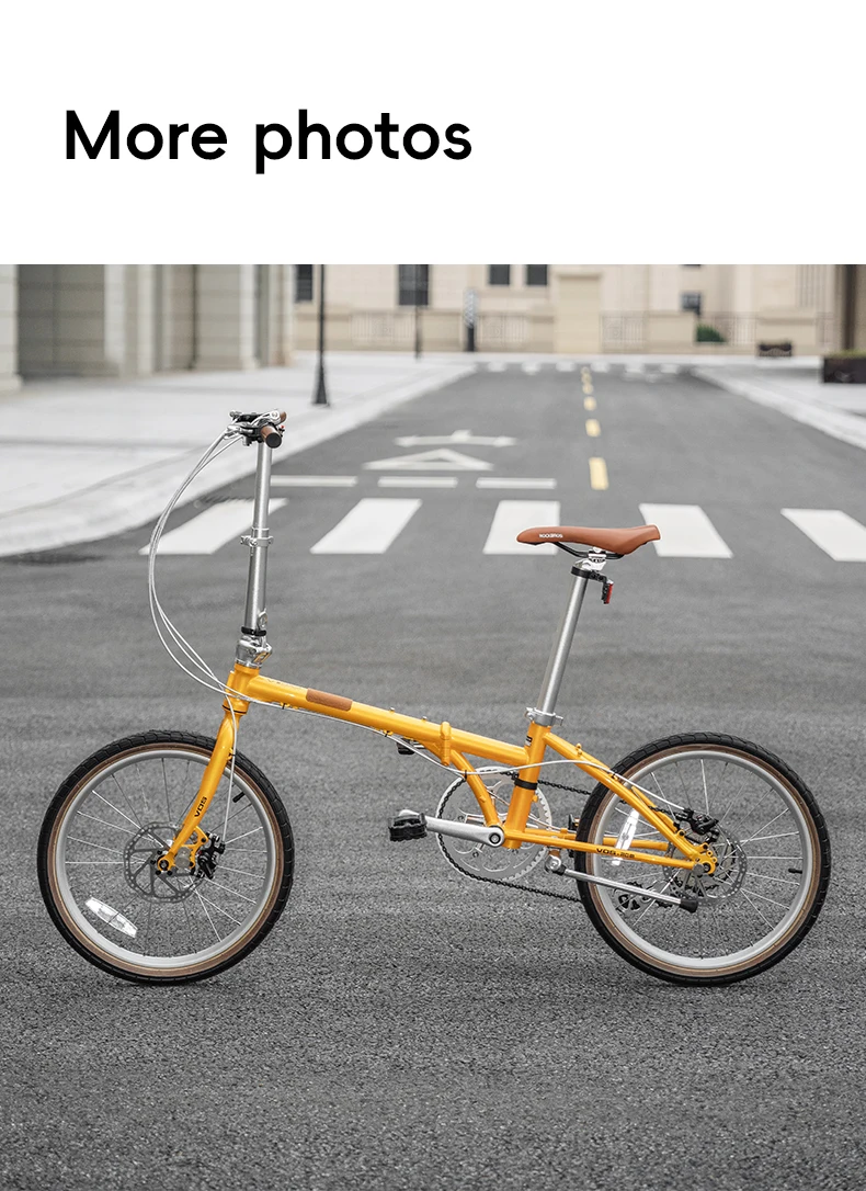ROCKBROS 20 Inches Folding Bike Lightweight High Strength Steel Frame 8-Speed Shifter Disc Brake Portable Daily Commute Bicycle