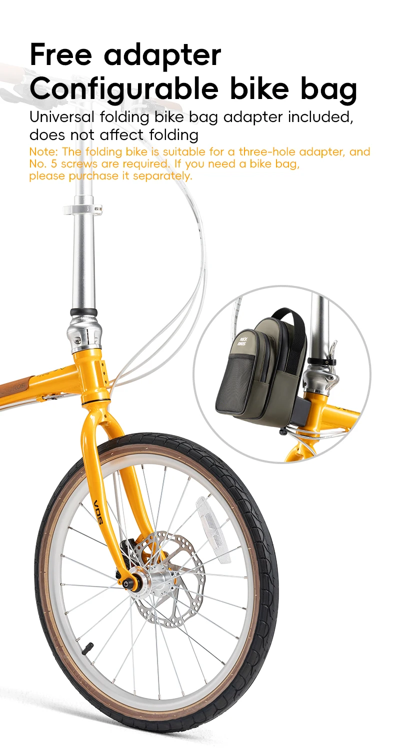 ROCKBROS 20 Inches Folding Bike Lightweight High Strength Steel Frame 8-Speed Shifter Disc Brake Portable Daily Commute Bicycle