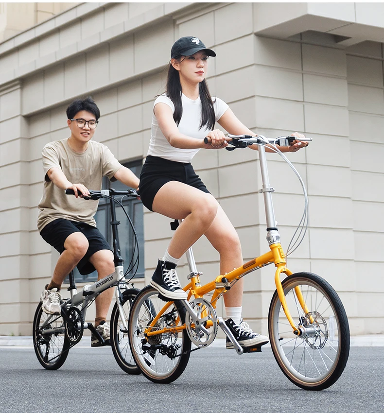 ROCKBROS 20 Inches Folding Bike Lightweight High Strength Steel Frame 8-Speed Shifter Disc Brake Portable Daily Commute Bicycle