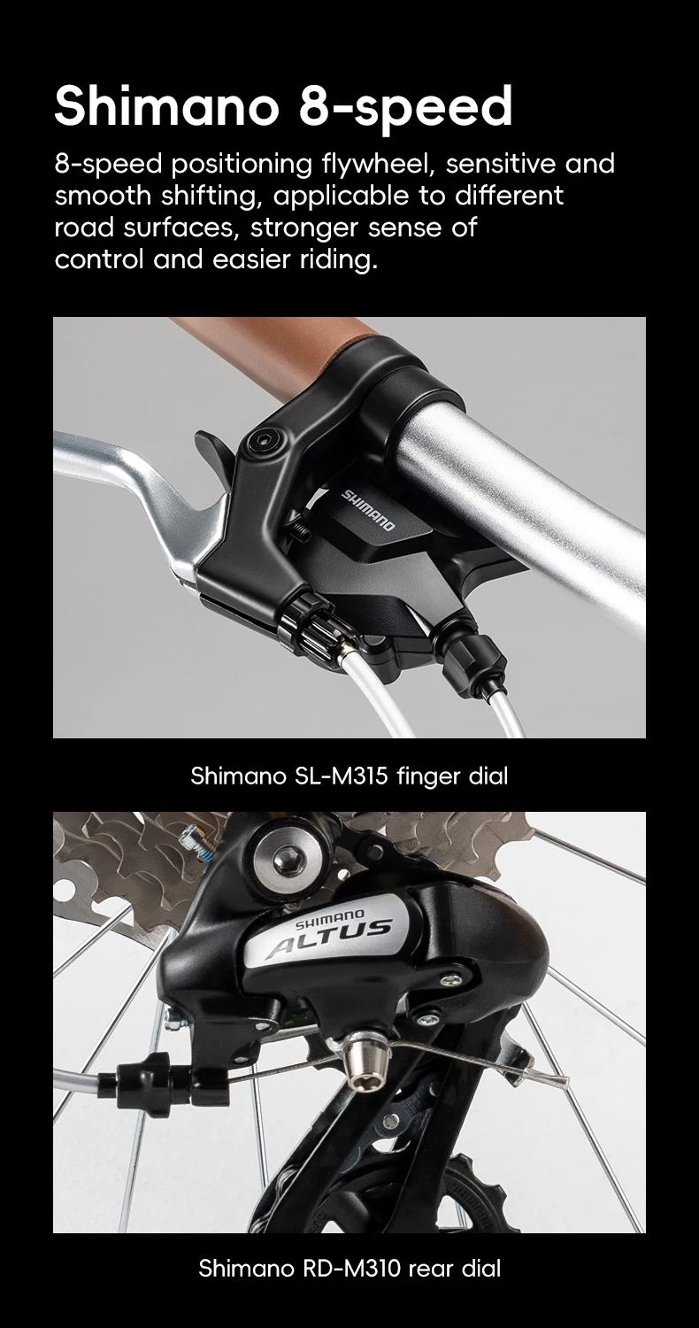 ROCKBROS 20 Inches Folding Bike Lightweight High Strength Steel Frame 8-Speed Shifter Disc Brake Portable Daily Commute Bicycle
