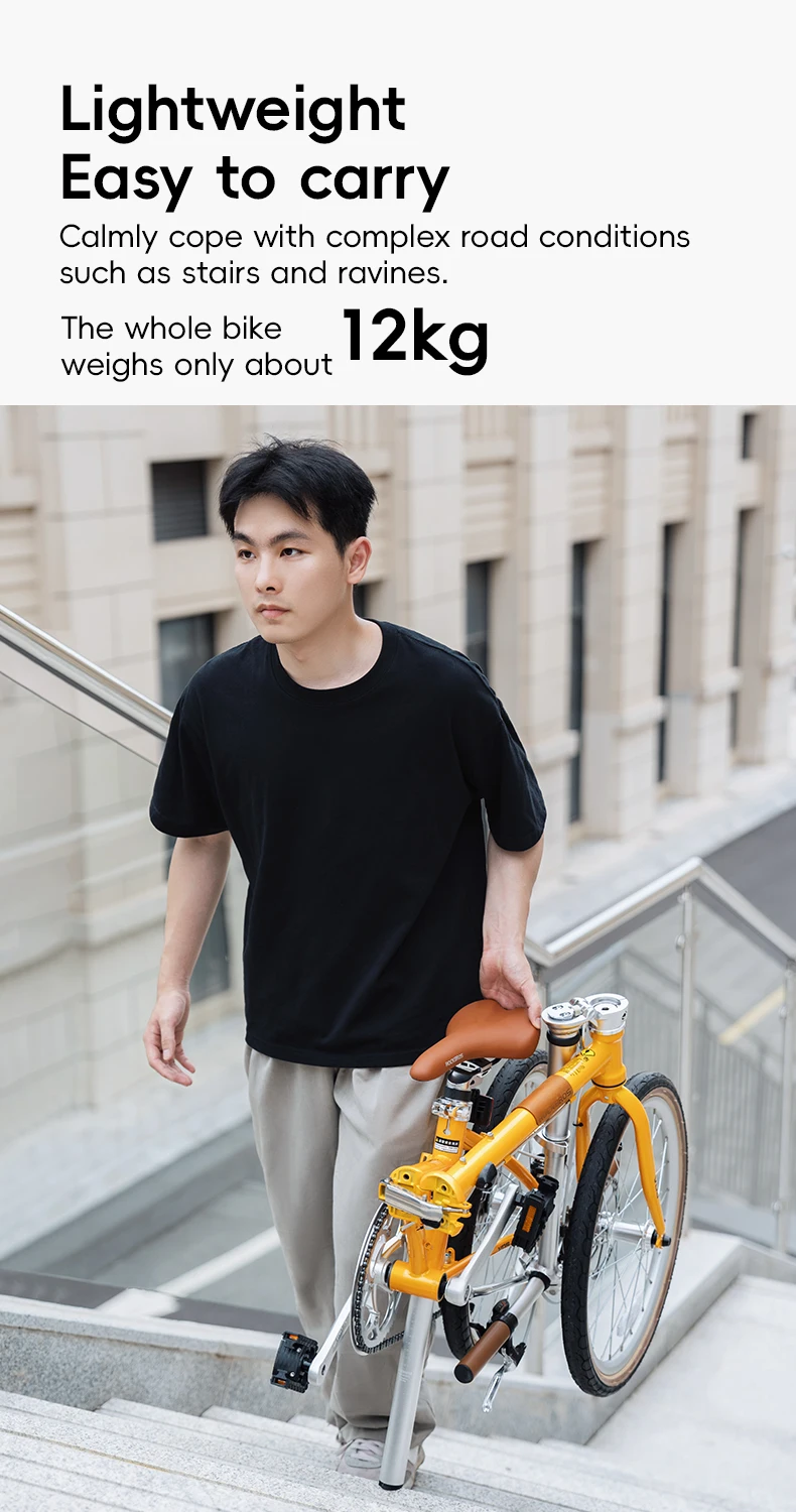 ROCKBROS 20 Inches Folding Bike Lightweight High Strength Steel Frame 8-Speed Shifter Disc Brake Portable Daily Commute Bicycle