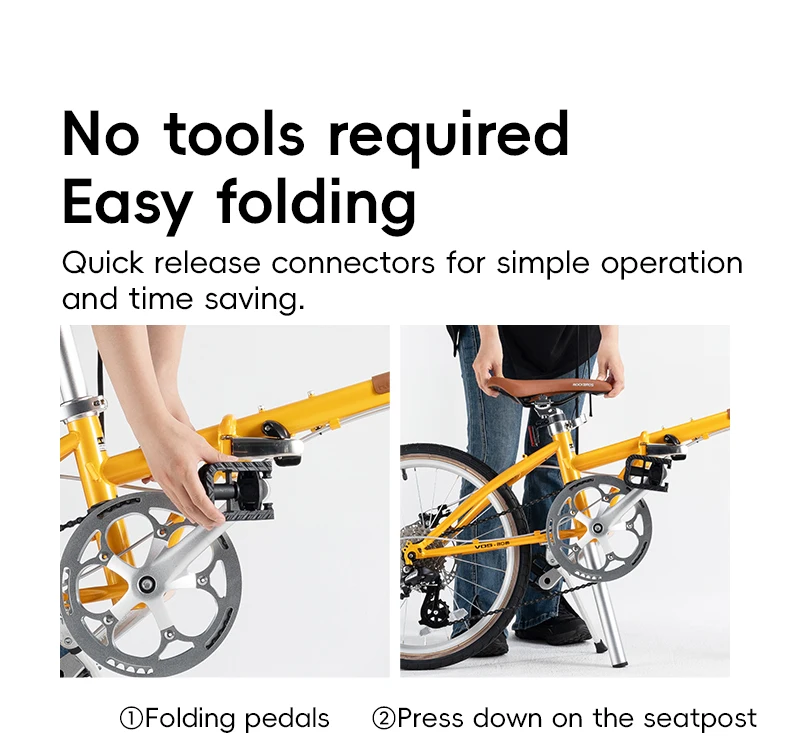 ROCKBROS 20 Inches Folding Bike Lightweight High Strength Steel Frame 8-Speed Shifter Disc Brake Portable Daily Commute Bicycle