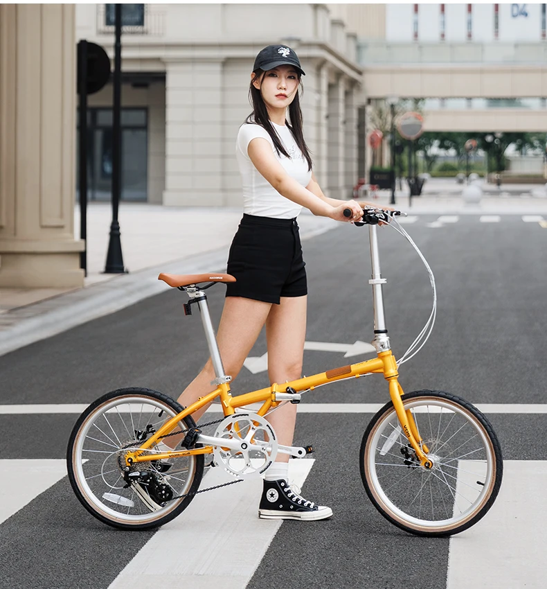 ROCKBROS 20 Inches Folding Bike Lightweight High Strength Steel Frame 8-Speed Shifter Disc Brake Portable Daily Commute Bicycle