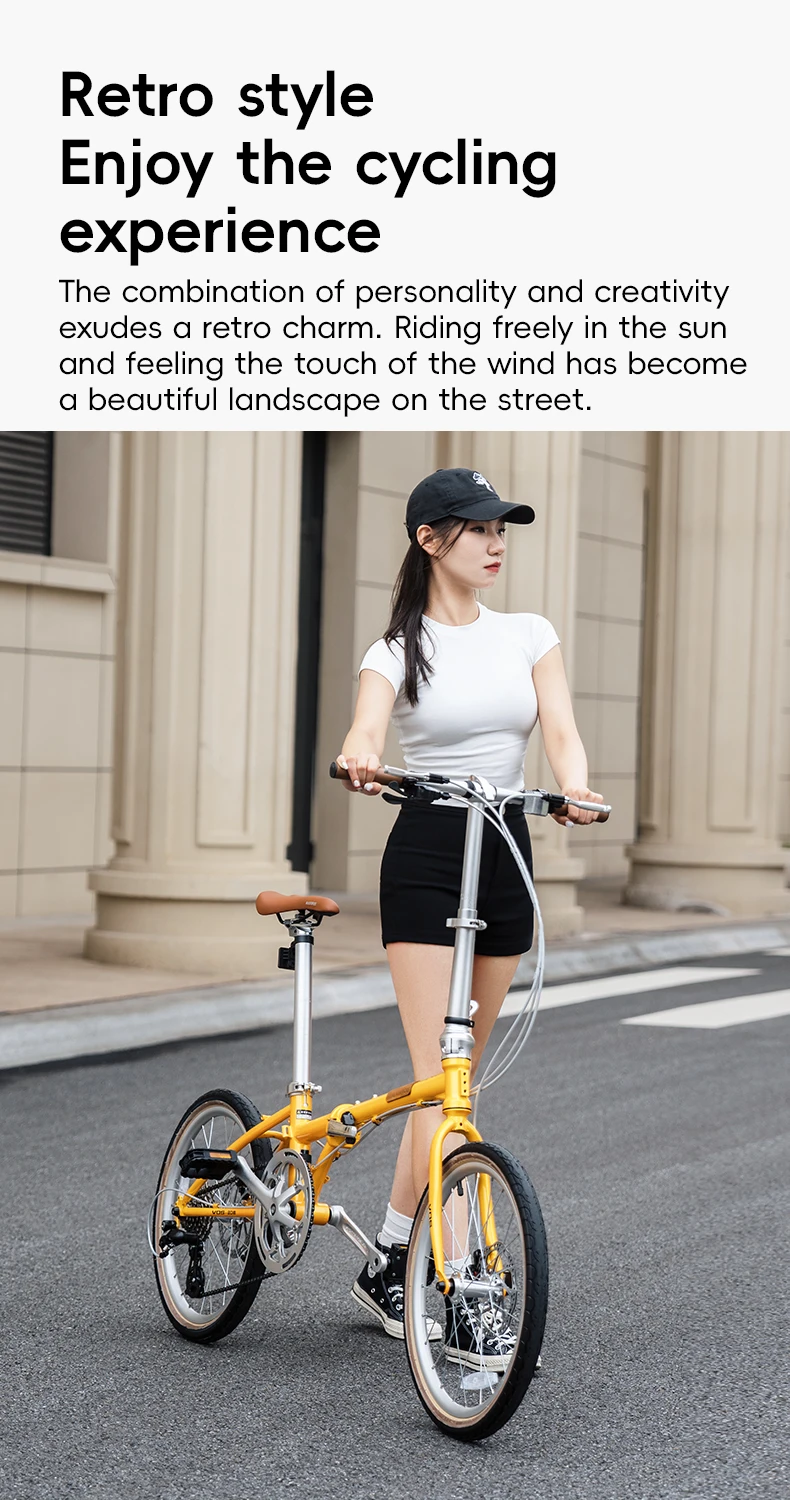 ROCKBROS 20 Inches Folding Bike Lightweight High Strength Steel Frame 8-Speed Shifter Disc Brake Portable Daily Commute Bicycle
