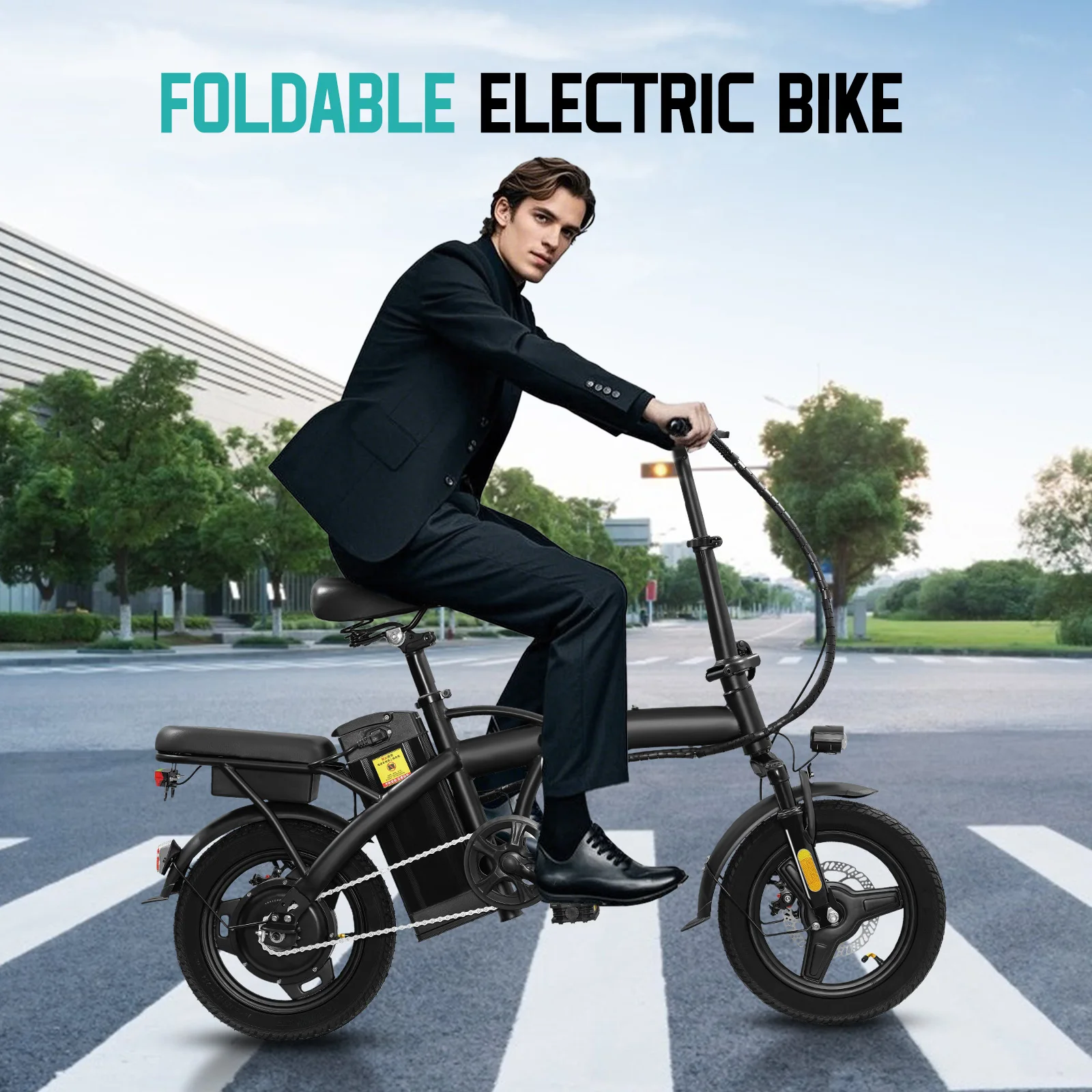 Adult Electric Bike, 20 MPH,560W Motor,48V Removable Battery,14inch Folding Electric Bike,Maximum 32 Miles,1Year Warranty Ebike