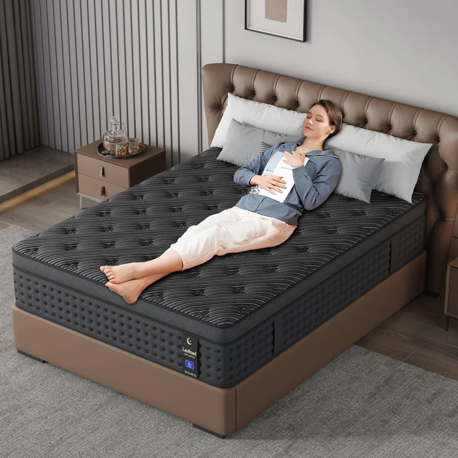 12/14inch Memory Foam Hybrid Mattress With Pocket Springs, Twin, Full, Queen, King, Sizes In A Box, Medium Firm, Mattresses For Support Comfort, Fiberglass-Free Suitable For Home Bedrooms, Hotels And Halls Of Residence