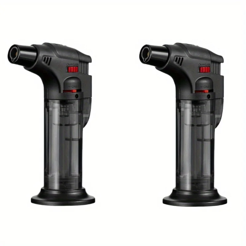 2PCS Butane Torch Lighter Refillable Jet Flame Lighter Windproof Safe Multi-purpose Lighter for Candles Fireplace Campfire Grill