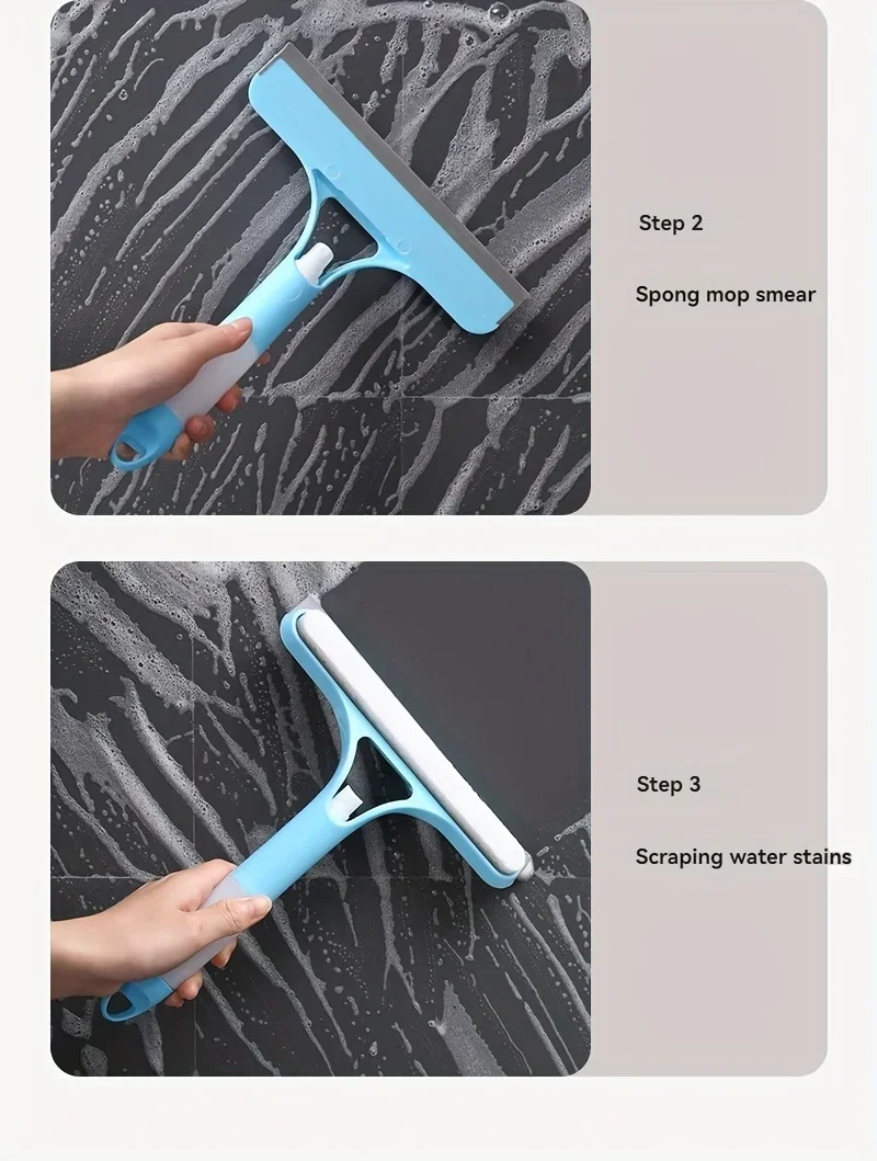 3-in-1 Glass Cleaning Tool for Home Bathroom Mirror and Windows, Water Wiper Squeegee for Shower and Glass Surfaces