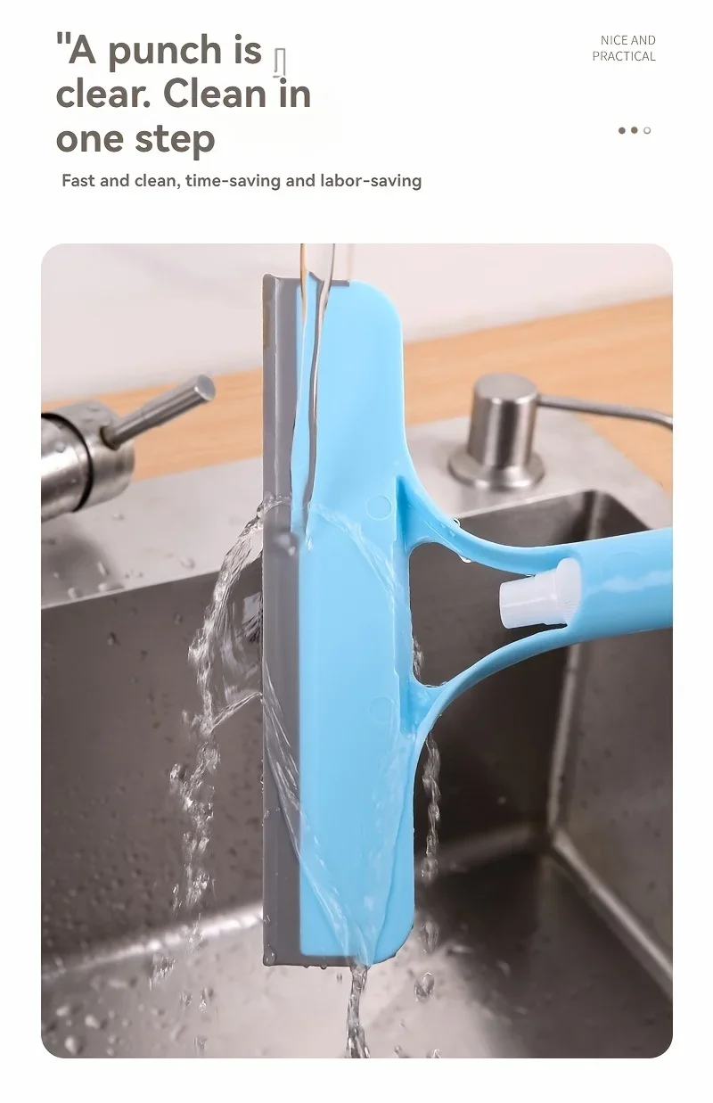 3-in-1 Glass Cleaning Tool for Home Bathroom Mirror and Windows, Water Wiper Squeegee for Shower and Glass Surfaces