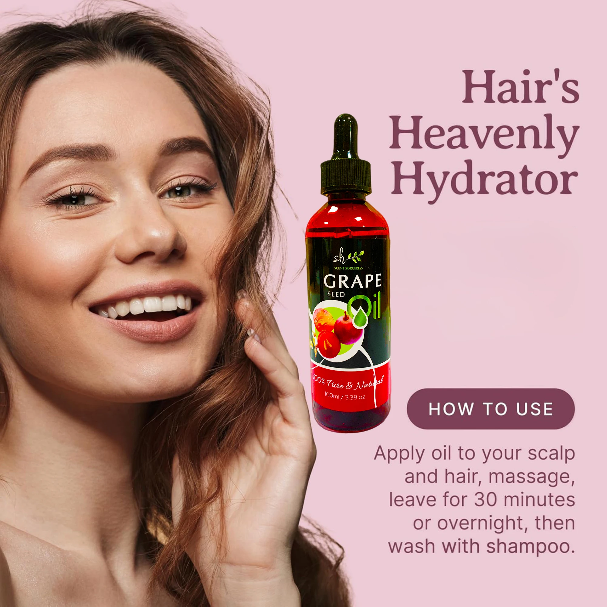 100ml Organic Grapeseed Oil for Skin Care Cold Pressed Pure Natural Carrier Oil Body Oil Massage Nourish Moisturize Brighten