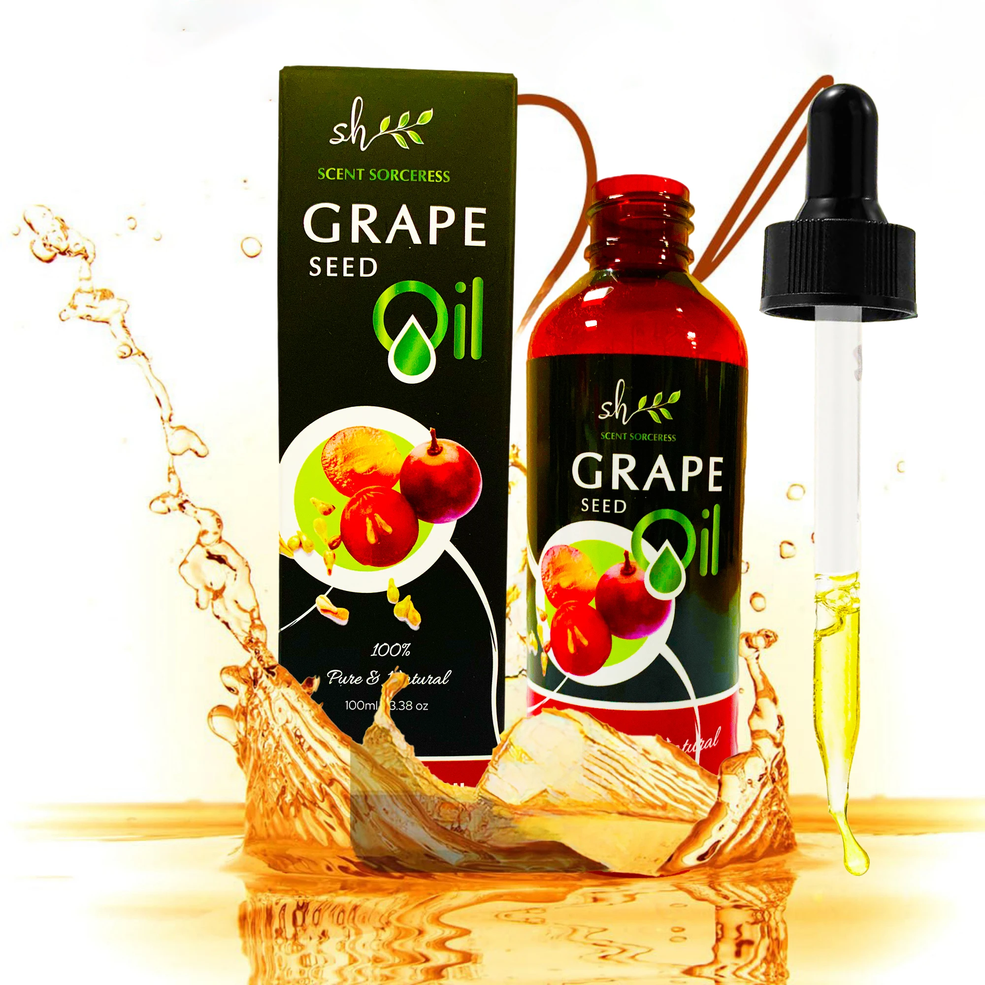 100ml Organic Grapeseed Oil for Skin Care Cold Pressed Pure Natural Carrier Oil Body Oil Massage Nourish Moisturize Brighten