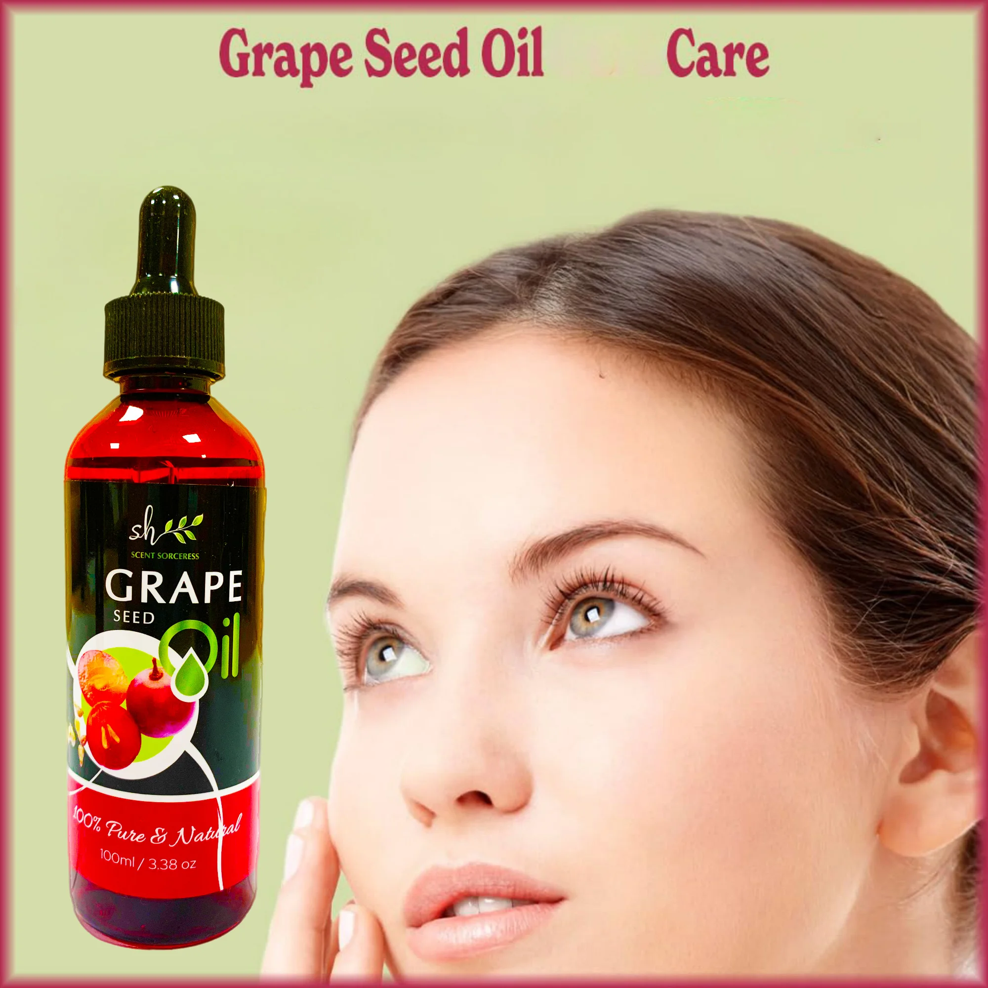 100ml Organic Grapeseed Oil for Skin Care Cold Pressed Pure Natural Carrier Oil Body Oil Massage Nourish Moisturize Brighten