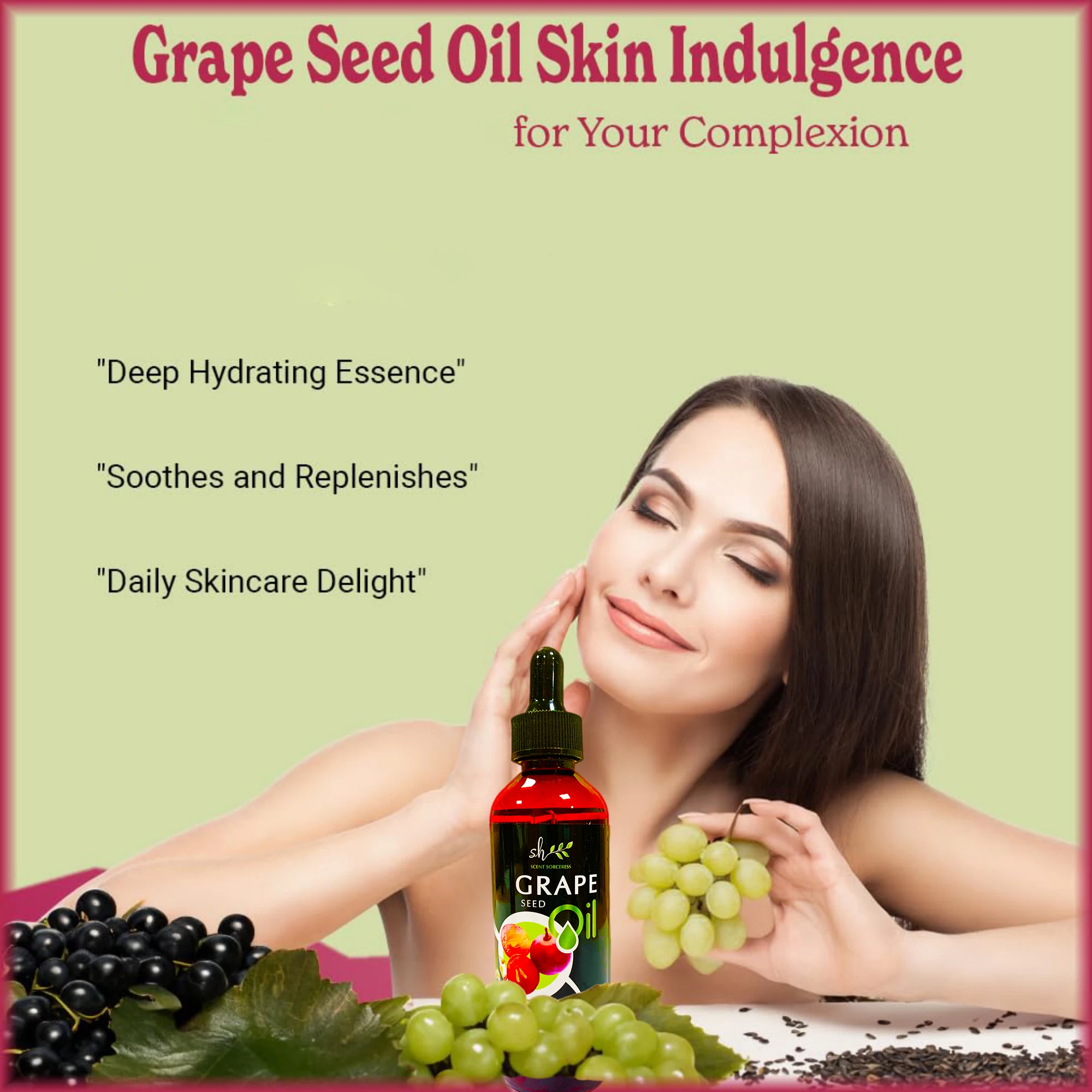 100ml Organic Grapeseed Oil for Skin Care Cold Pressed Pure Natural Carrier Oil Body Oil Massage Nourish Moisturize Brighten