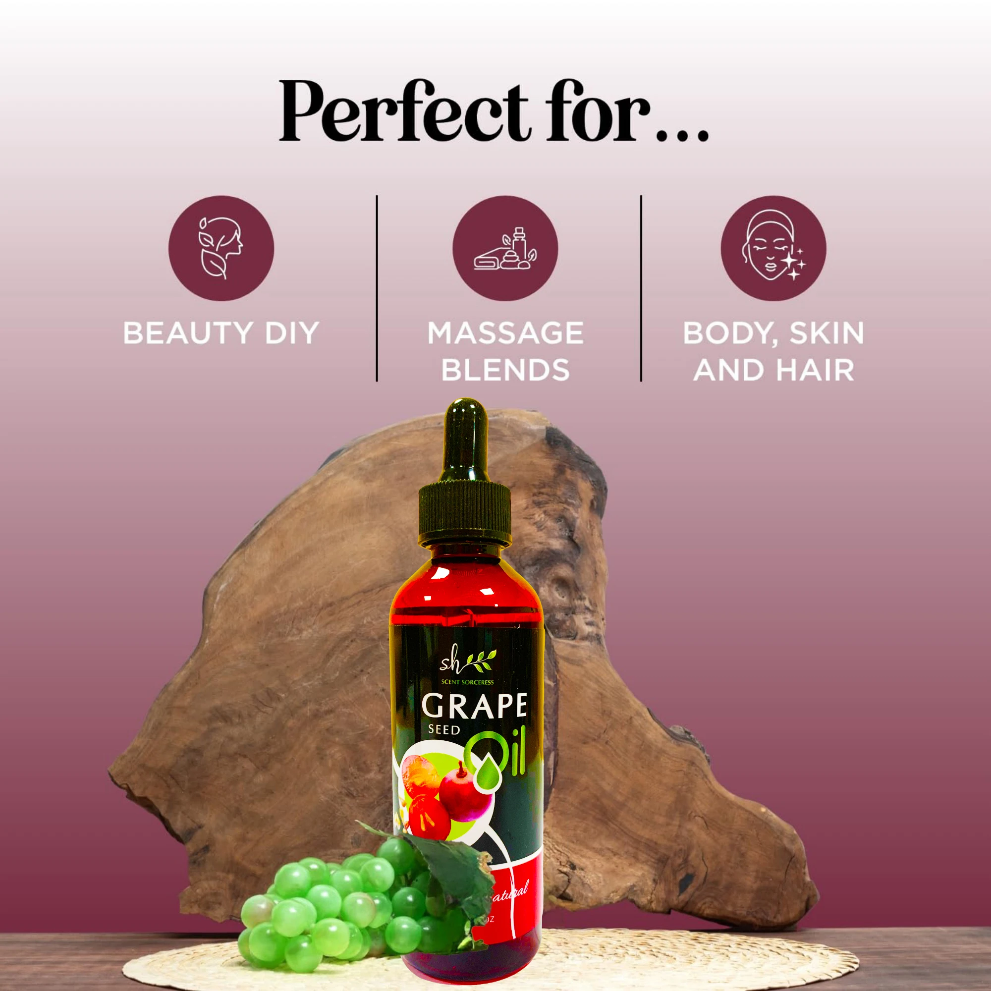100ml Organic Grapeseed Oil for Skin Care Cold Pressed Pure Natural Carrier Oil Body Oil Massage Nourish Moisturize Brighten