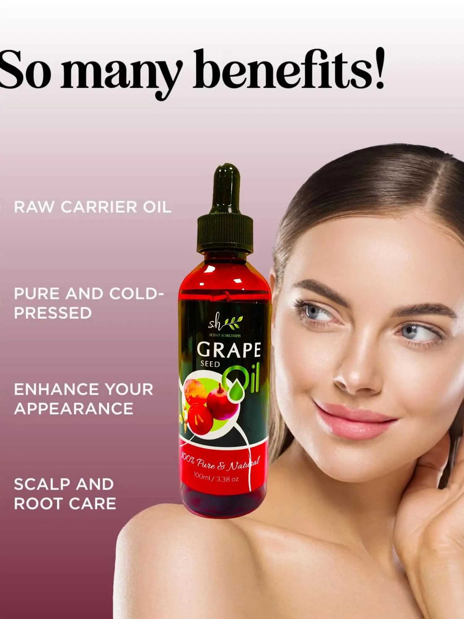 100ml Organic Grapeseed Oil for Skin Care Cold Pressed Pure Natural Carrier Oil Body Oil Massage Nourish Moisturize Brighten
