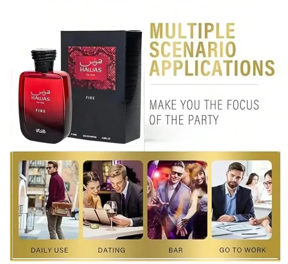 Men's 100ml Fragrance - Bold Long Lasting Arabian Scent Fiery Essence Perfume for Men
