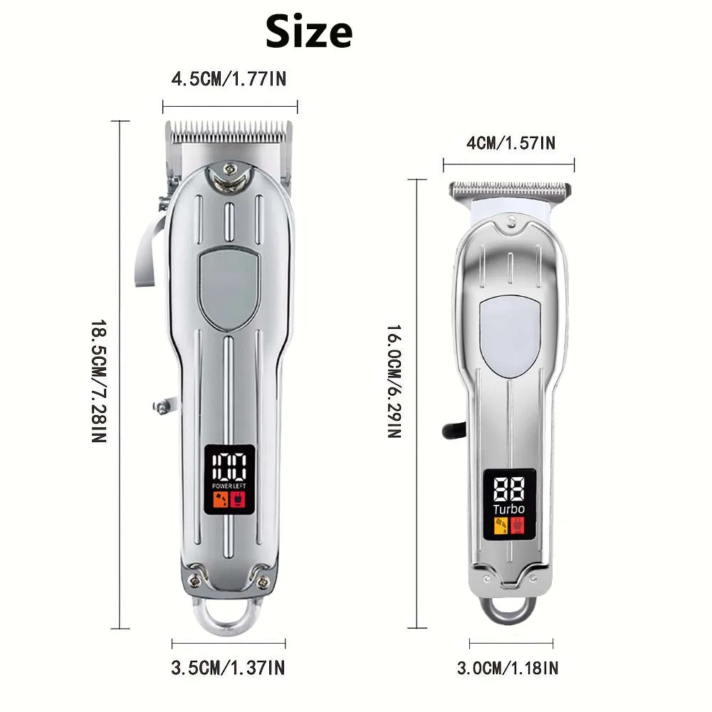 Professional 2-in-1 Gold Hair Clipper & Trimmer Set with LCD Display, USB Rechargeable T-Blade Hair Trimme for Men’s Haircut & Beard Styling