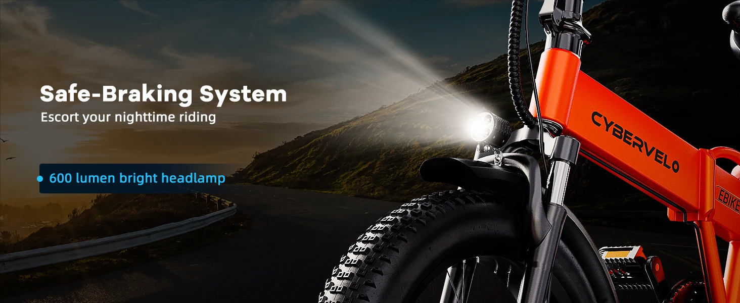 Cybervelo 1000W Peak Electric Bike for Adults Foldable 28+MPH 80Miles Removable Battery Fat Tire Off-road E-bike EK4 EK5 Mars700