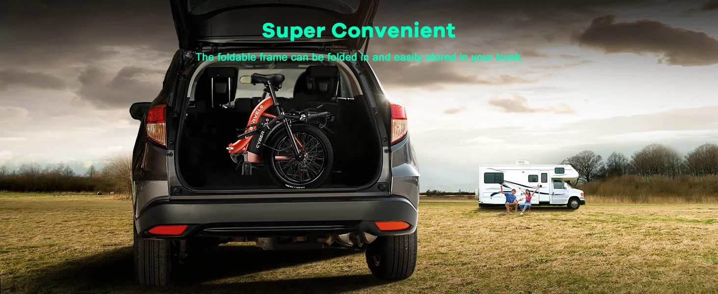 Cybervelo 1000W Peak Electric Bike for Adults Foldable 28+MPH 80Miles Removable Battery Fat Tire Off-road E-bike EK4 EK5 Mars700