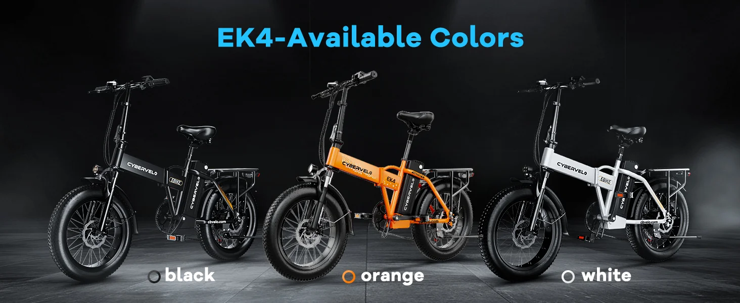 Cybervelo 1000W Peak Electric Bike for Adults Foldable 28+MPH 80Miles Removable Battery Fat Tire Off-road E-bike EK4 EK5 Mars700