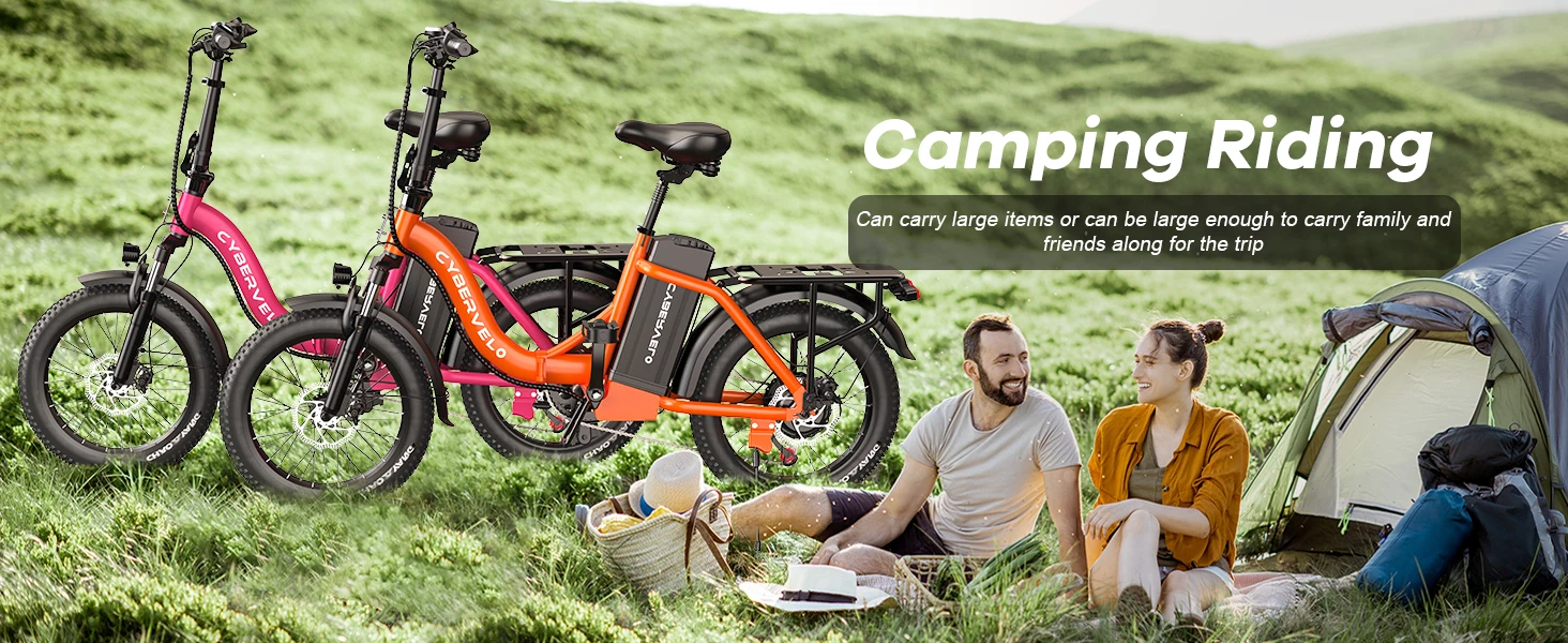 Cybervelo 1000W Peak Electric Bike for Adults Foldable 28+MPH 80Miles Removable Battery Fat Tire Off-road E-bike EK4 EK5 Mars700
