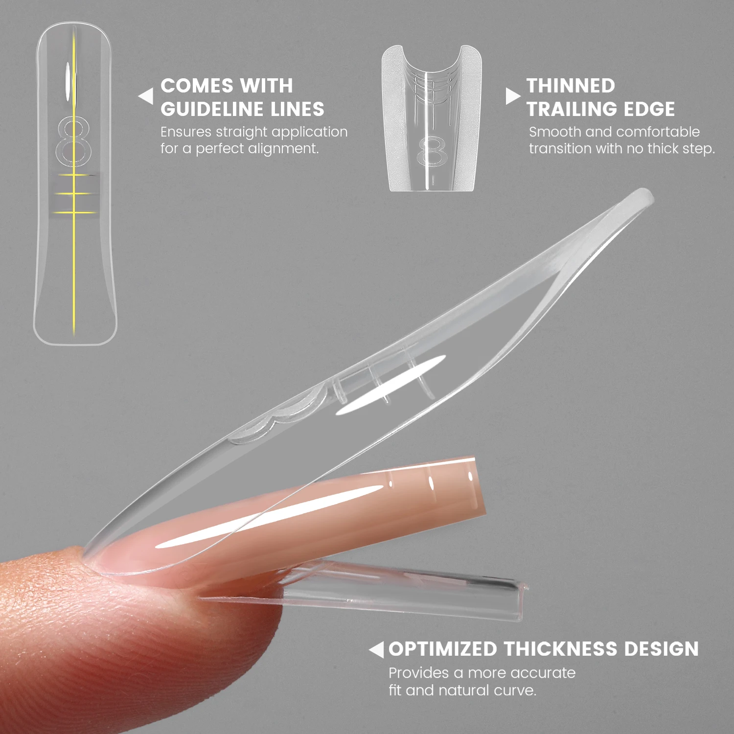 NEW YOKEFELLOW & MR NAIL Sandwich Nail Form 240pcs 15size Square Nail Extensions Top & Bottom Form Set for Quick Nail Extensions