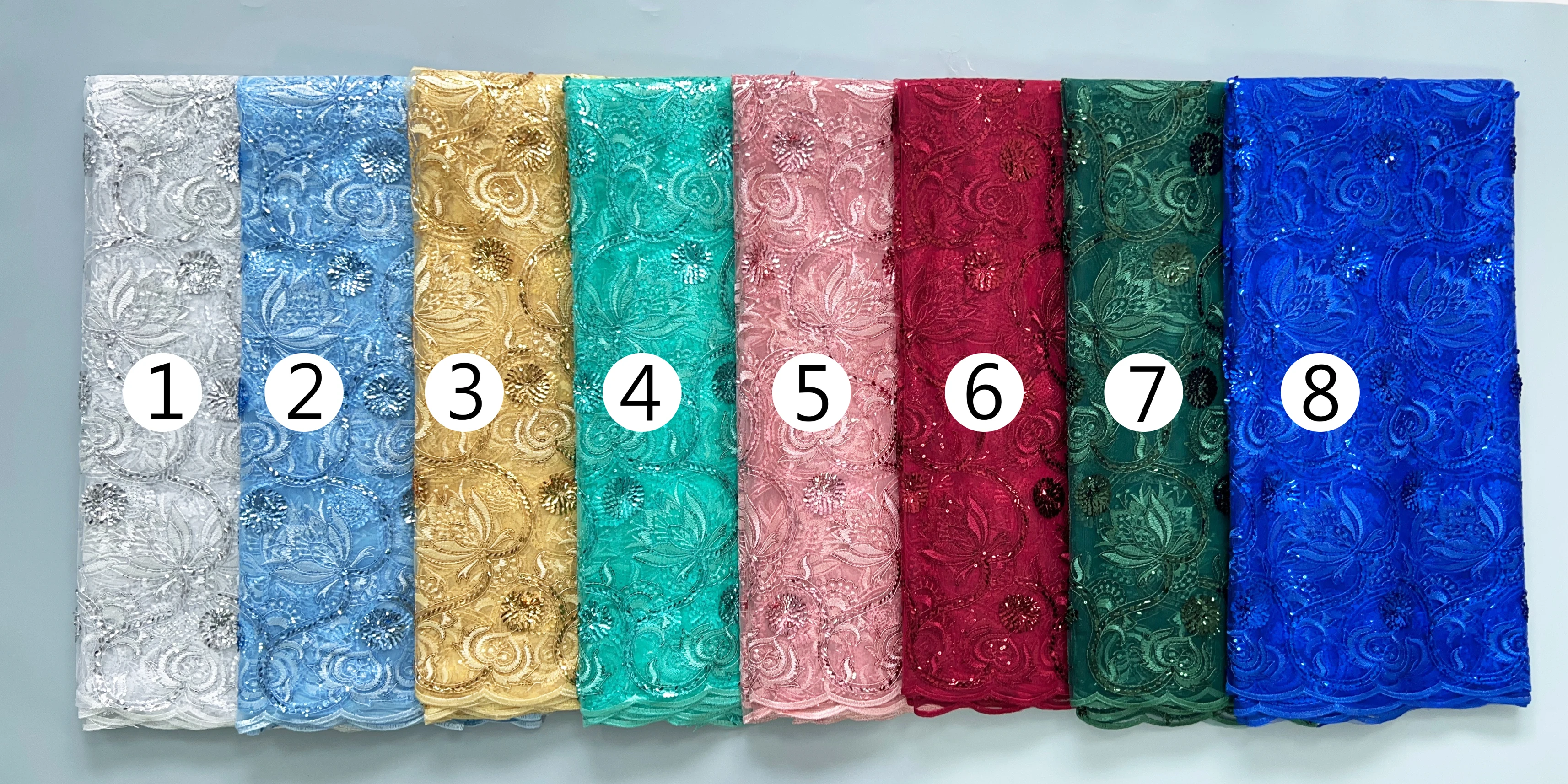 High Quality French Mesh Lace Fabric Beaded African Lace Embroidey Fabrics Sequins Luxury For Sew Wedding Dresses, 5yards TY3858