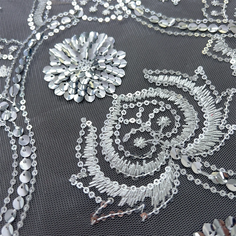 High Quality French Mesh Lace Fabric Beaded African Lace Embroidey Fabrics Sequins Luxury For Sew Wedding Dresses, 5yards TY3858