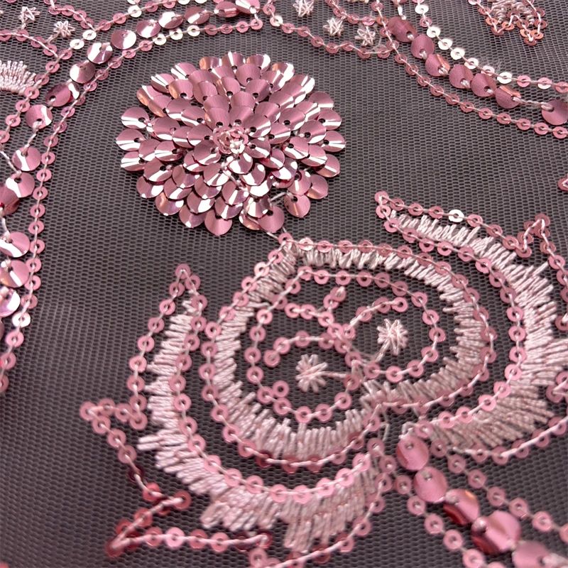 High Quality French Mesh Lace Fabric Beaded African Lace Embroidey Fabrics Sequins Luxury For Sew Wedding Dresses, 5yards TY3858