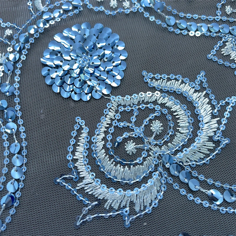 High Quality French Mesh Lace Fabric Beaded African Lace Embroidey Fabrics Sequins Luxury For Sew Wedding Dresses, 5yards TY3858