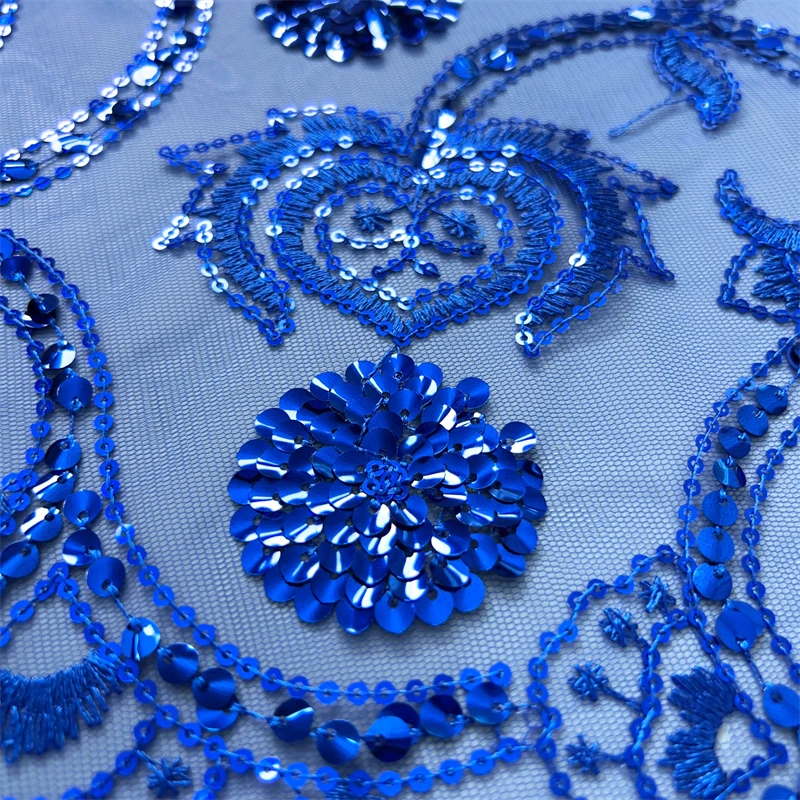 High Quality French Mesh Lace Fabric Beaded African Lace Embroidey Fabrics Sequins Luxury For Sew Wedding Dresses, 5yards TY3858