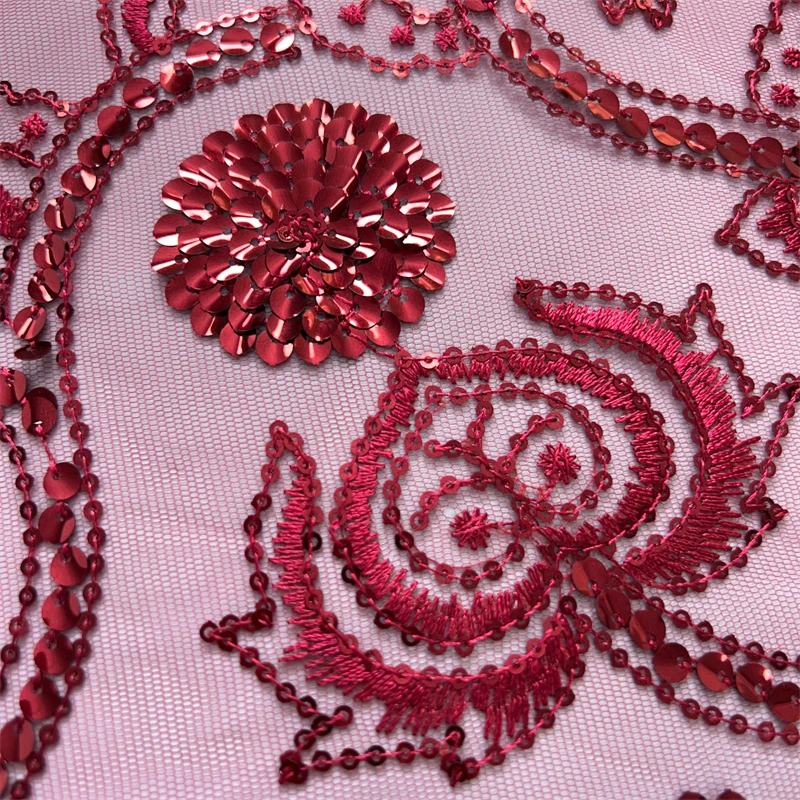 High Quality French Mesh Lace Fabric Beaded African Lace Embroidey Fabrics Sequins Luxury For Sew Wedding Dresses, 5yards TY3858