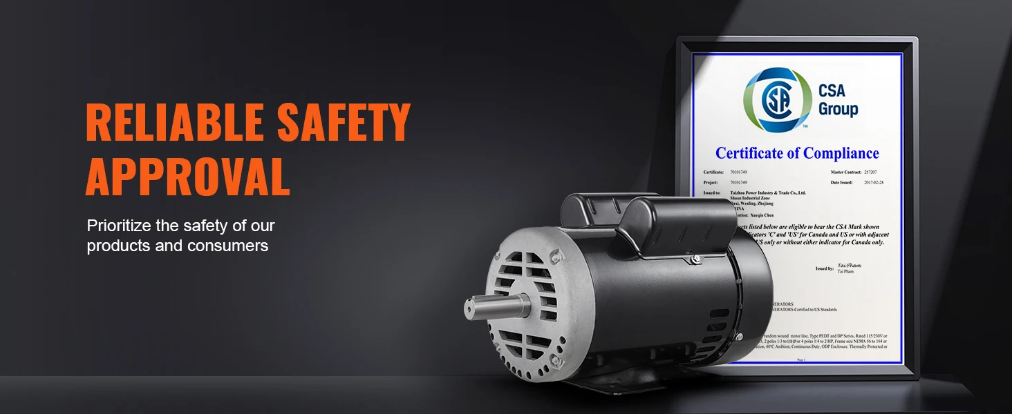 SucceBuy 5HP Air Compressor Motor 230V Electric Motor 3450RPM 56Hz Frame 7/8" Keyed Shaft 2.25" Shaft Length for Compressors
