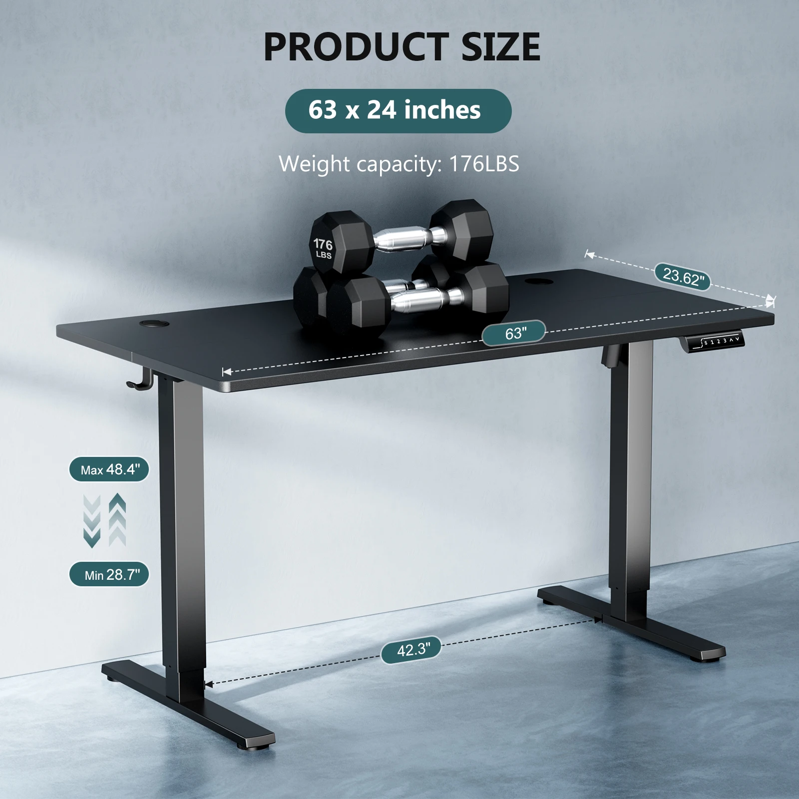 MCQ Electric 63x24 Inch Standing Office Computer Desk Ergonomic Height Adjustable Gaming Table for Home Office Use Workstation