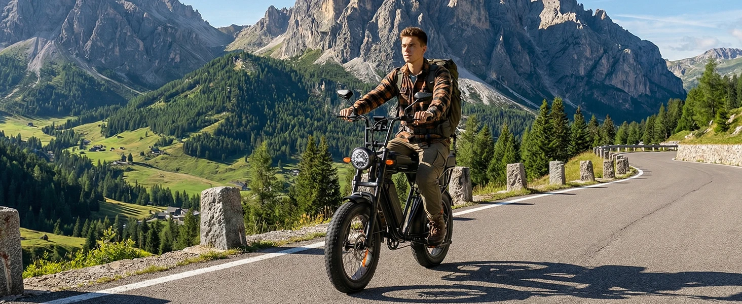 X5 E Bike 1500W Peak Power 48V15AH Removable Battery Electric Bike Dual Disc Brake 20-Inch All-terrain Fat Tire Electric Bicycle