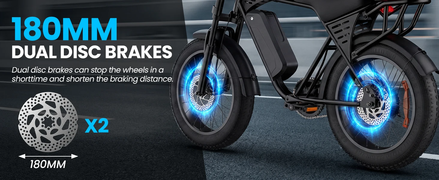 X5 E Bike 1500W Peak Power 48V15AH Removable Battery Electric Bike Dual Disc Brake 20-Inch All-terrain Fat Tire Electric Bicycle