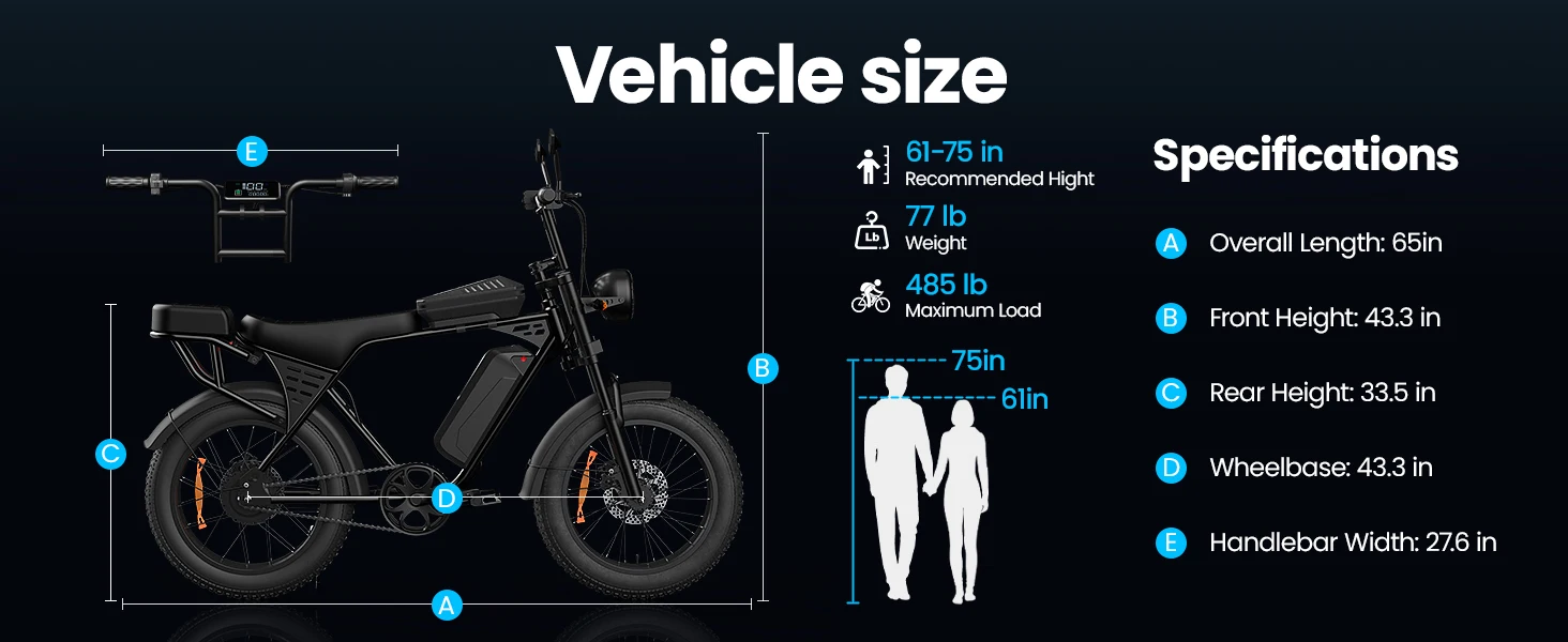 X5 E Bike 1500W Peak Power 48V15AH Removable Battery Electric Bike Dual Disc Brake 20-Inch All-terrain Fat Tire Electric Bicycle