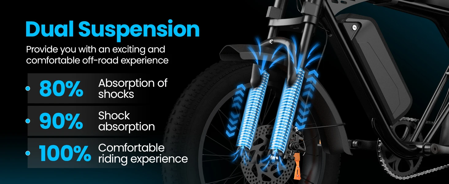 X5 E Bike 1500W Peak Power 48V15AH Removable Battery Electric Bike Dual Disc Brake 20-Inch All-terrain Fat Tire Electric Bicycle