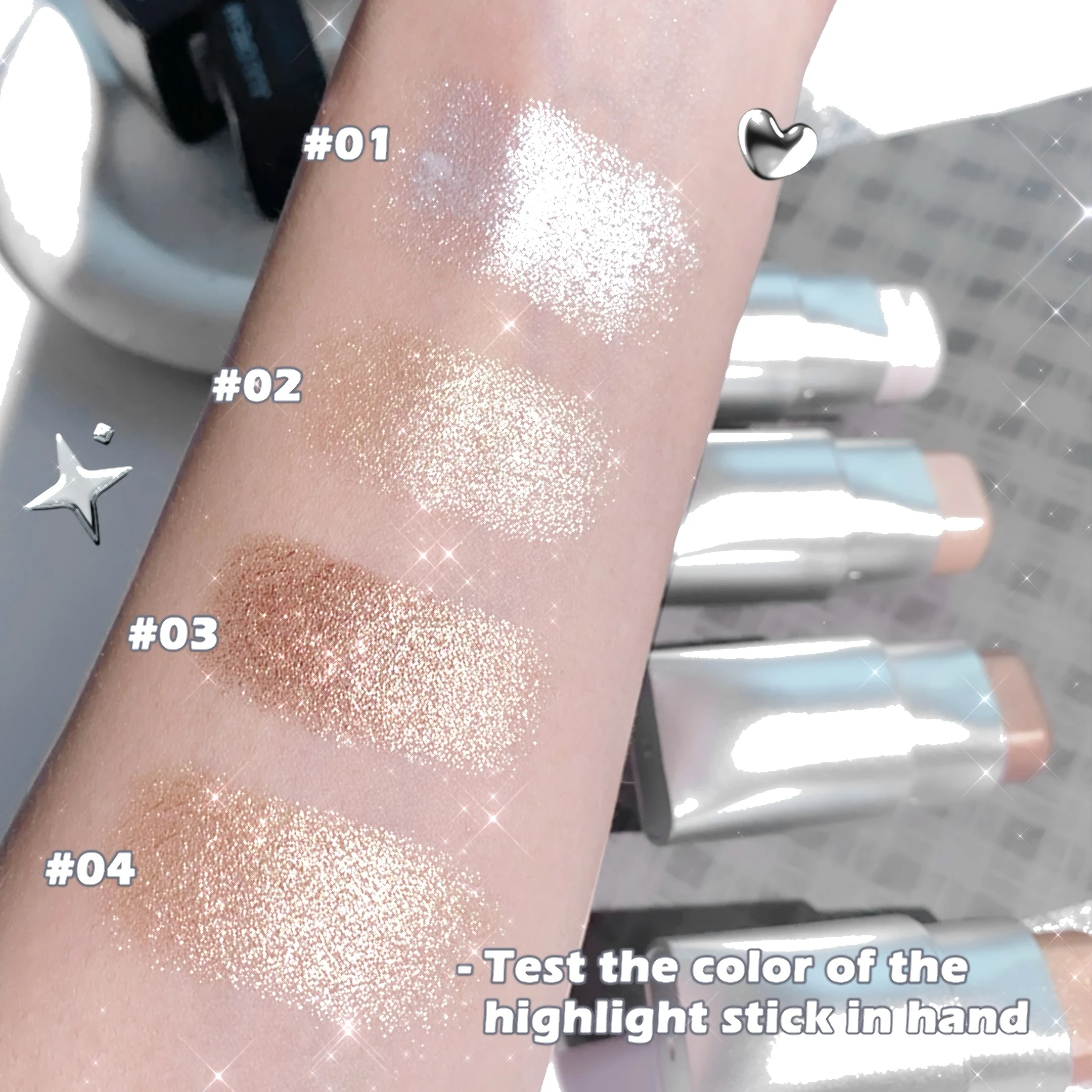 Glowy Highlighter Stick – Shimmer Finish Waterproof Long-Lasting Easy Blend Multi-Look Face & Eye Contour Skin-Friendly Unisex