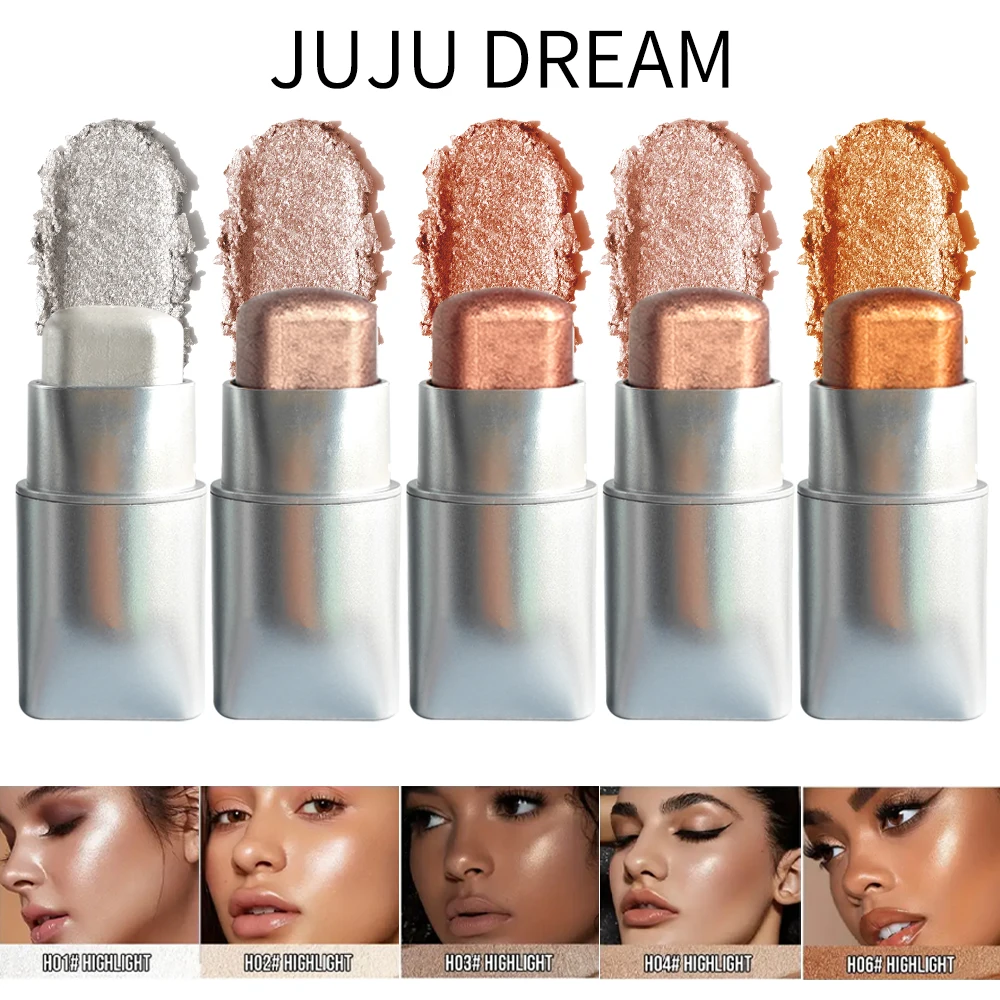 Glowy Highlighter Stick – Shimmer Finish Waterproof Long-Lasting Easy Blend Multi-Look Face & Eye Contour Skin-Friendly Unisex