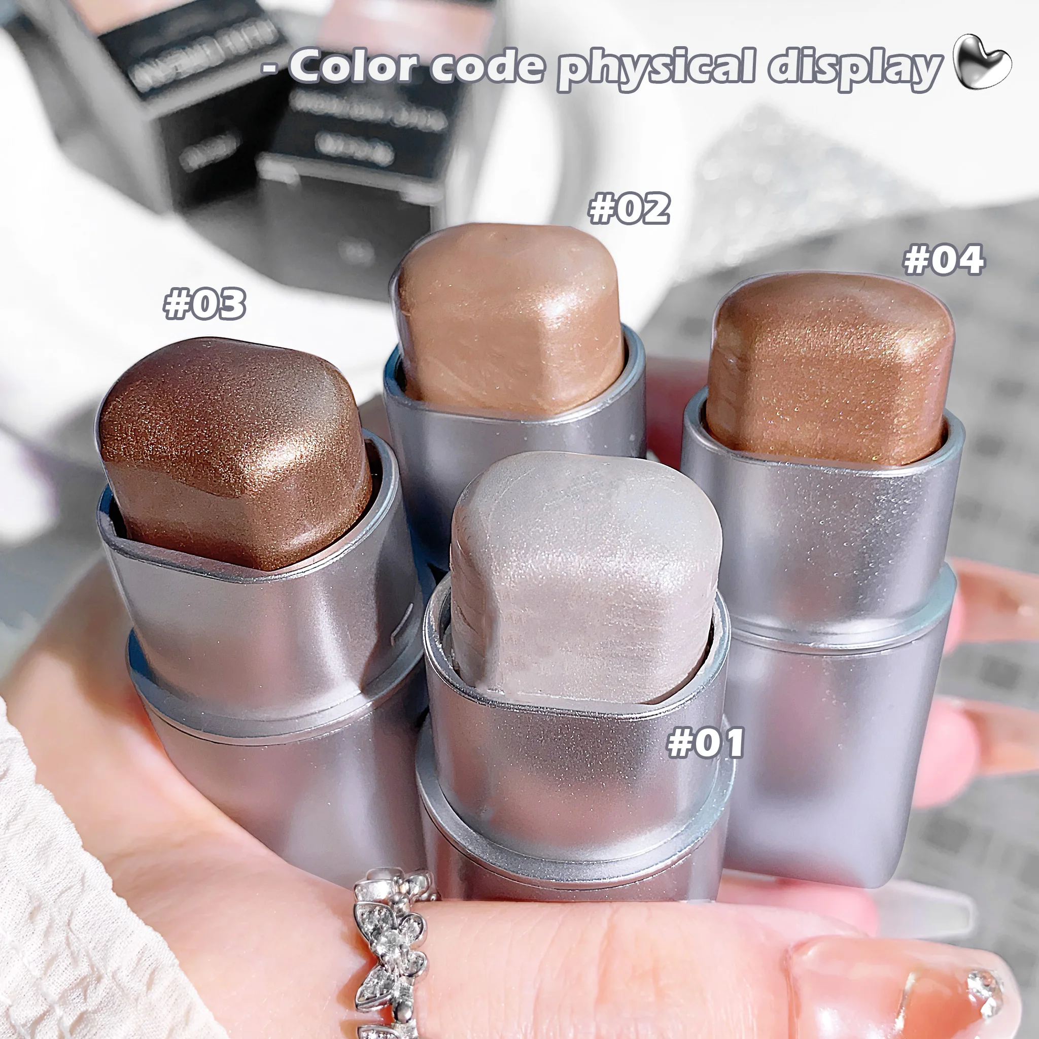 Glowy Highlighter Stick – Shimmer Finish Waterproof Long-Lasting Easy Blend Multi-Look Face & Eye Contour Skin-Friendly Unisex