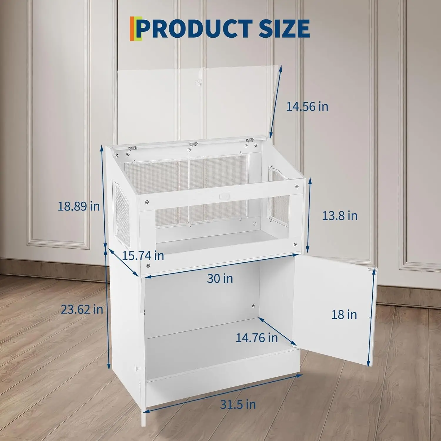 Large Acrylic Small Animal Cage With Storage Cabinet Pet Habitat For Hamster Guinea Pig Rat Hedgehog Easy Clean & Ventilated