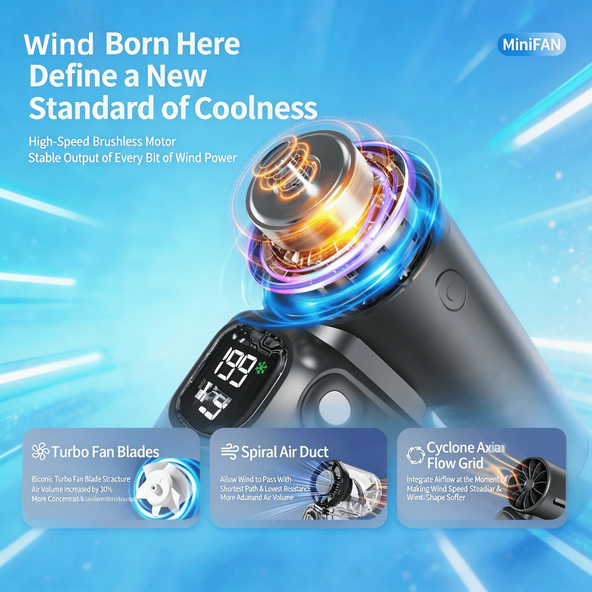 2026 Portable Fan,Handheld Neck Mini Fan With Makeup Mirror,5000mAh 13H Long Lasting,199 Speed Adjustable,LED Flashlight&SOS Light,Type-C Rechargeable Ultra Quiet Fan For Camping Outdoor Work Travel Dorm Truck,Gift Use,Random Cat/Butterfly Sticker